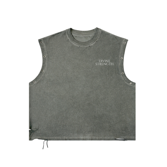 Distressed Grommet Eyelet Tank Top